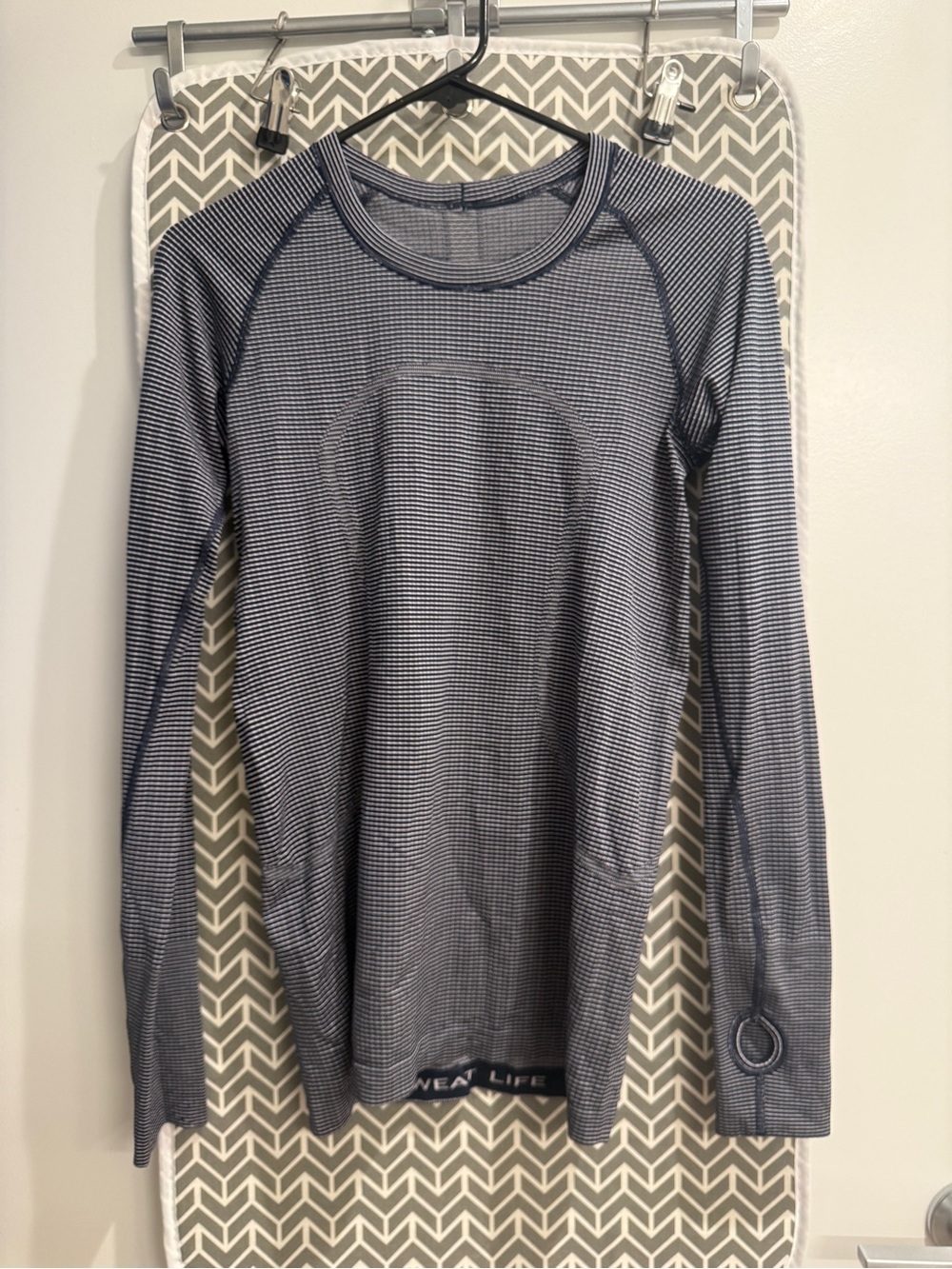 Lululemon Striped Long Sleeve Athletic Top - White/Navy